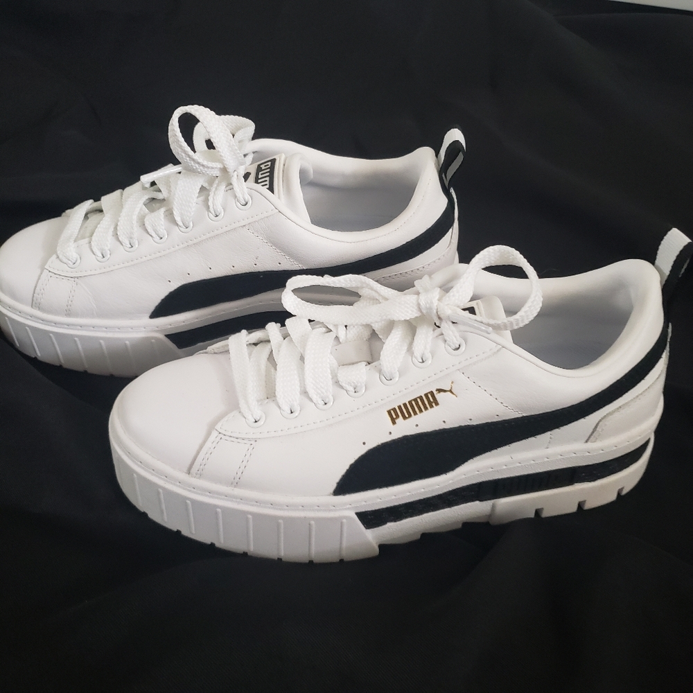 Mayze Puma Women's White and Black Platform Sneakers 7 New - Picture 10 of 13